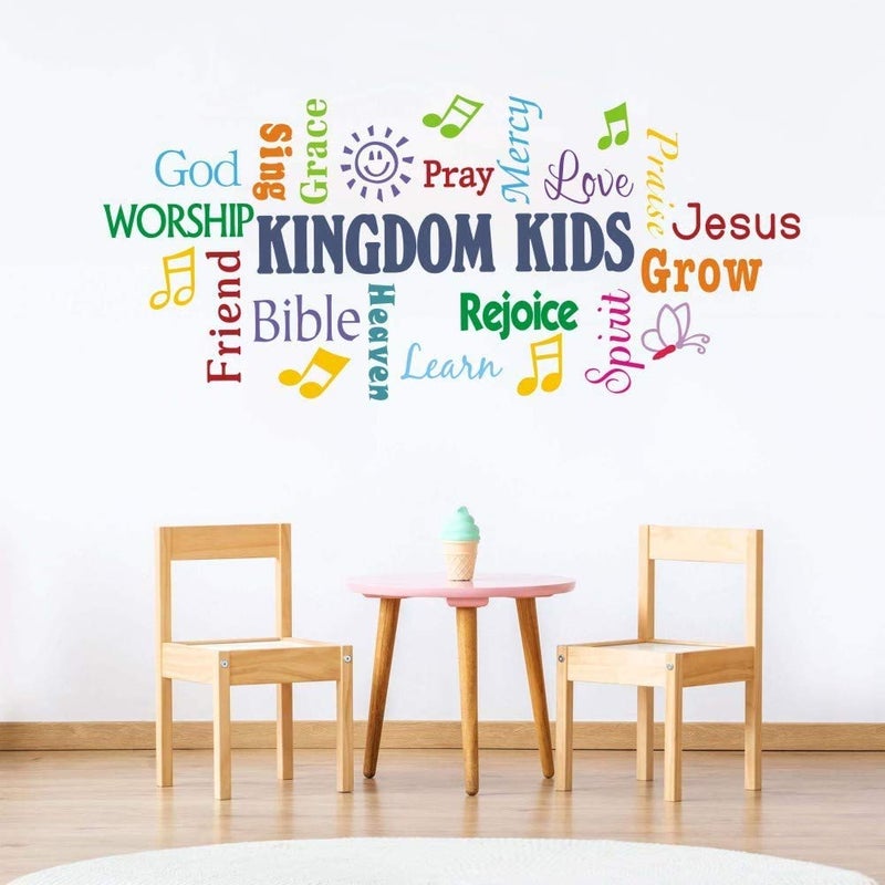 TOARTi Colorful Inspirational Quote Wall Decal Blble Verse Kingdom Kids Stickers Positive Prayer Sticker for Classroom Kids Sunday School Decoration Christian Daycare Wall Sticker