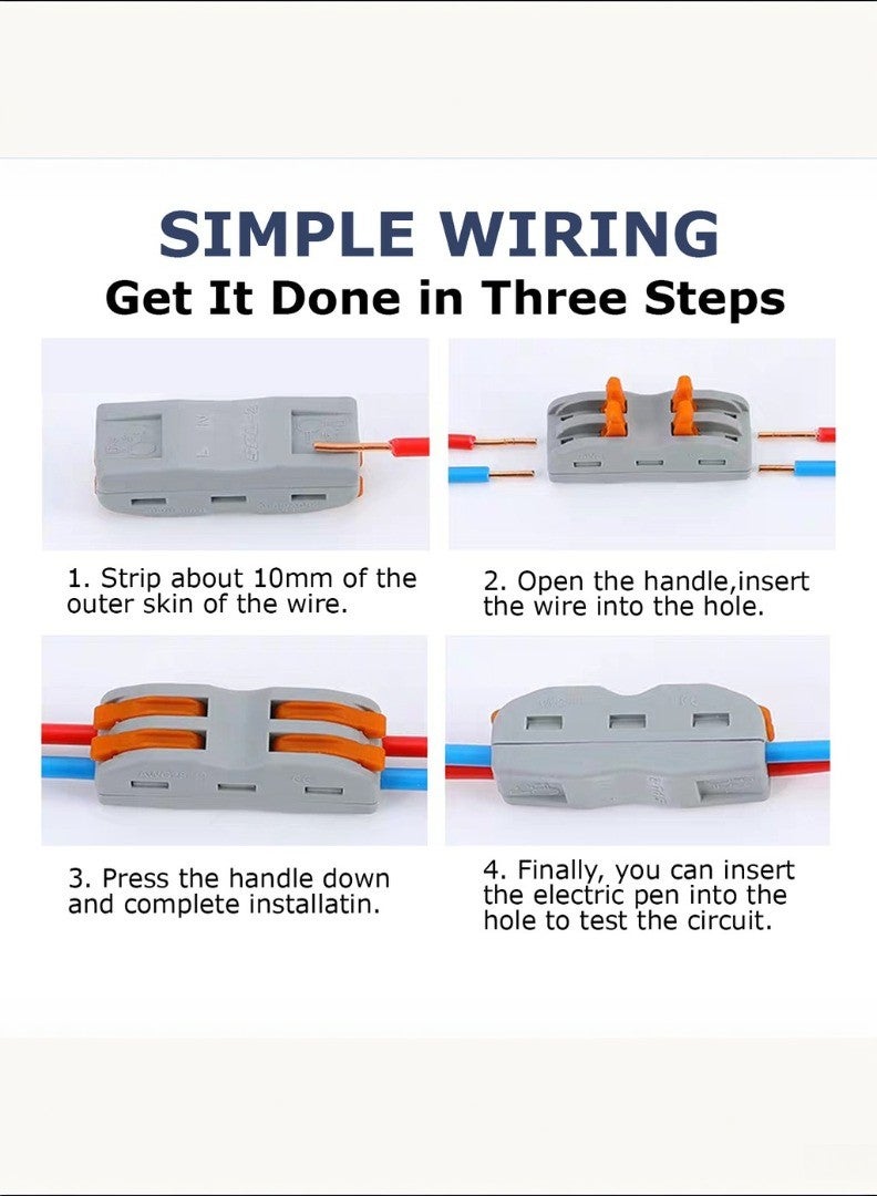 kashemano Quick Lever Wire Connectors 34PC Set Universal Quick Push-in - Image 2