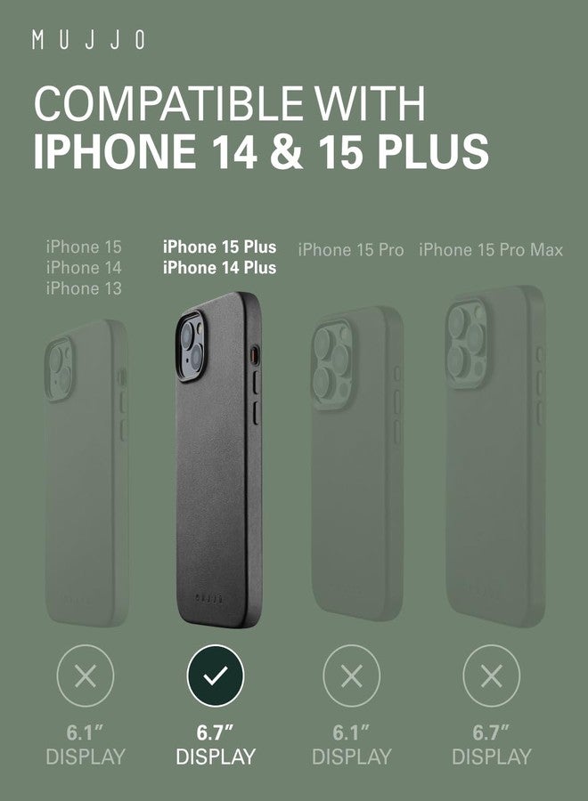 موجو جراب هاتف من الجلد من موجو - يناسب هواتف آيفون 15 بلس و14 بلس - متوافق مع ماج سيف - جلد أوروبي فاخر - حماية معززة للكاميرا والعدسة - مصنوع من مواد معاد تدويرها - تصميم نحيف - أسود - Image 4