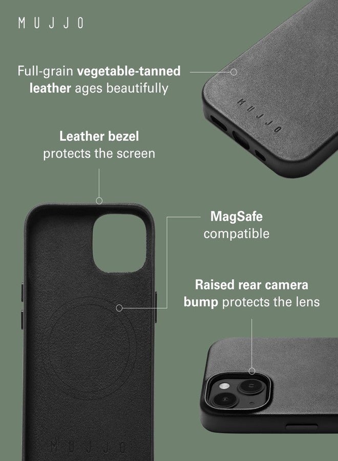 موجو جراب هاتف من الجلد من موجو - يناسب هواتف آيفون 15 بلس و14 بلس - متوافق مع ماج سيف - جلد أوروبي فاخر - حماية معززة للكاميرا والعدسة - مصنوع من مواد معاد تدويرها - تصميم نحيف - أسود - Image 2