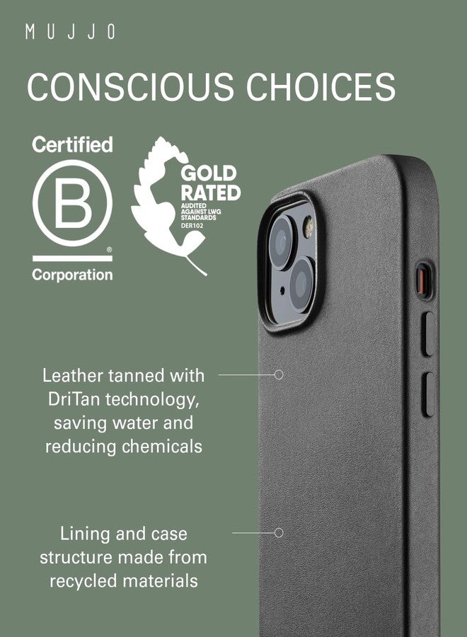 موجو جراب هاتف من الجلد من موجو - يناسب هواتف آيفون 15 بلس و14 بلس - متوافق مع ماج سيف - جلد أوروبي فاخر - حماية معززة للكاميرا والعدسة - مصنوع من مواد معاد تدويرها - تصميم نحيف - أسود - Image 3