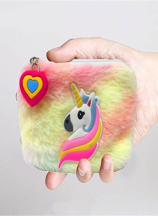 Neel® Unciorn Fur Coin Pouch for Girls Small Cosmetic Pouch Card Holder Zipper Closer Soft Stuff Coin Pouch Cash Holder Pouch Cute Fancy Coin Pouch for Girls Best Return Gift Set for Girls (6pcs) - Image 5