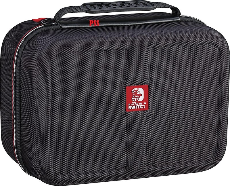 PSS Carrying Case for Nin/tendo Switch, Protective Hard Shell Middle Travel Carry Bag for Nin/tendo Switch Console Pro Controller and Accessories, Rubberized Handle and Shoulder Strap-Black. - Image 1