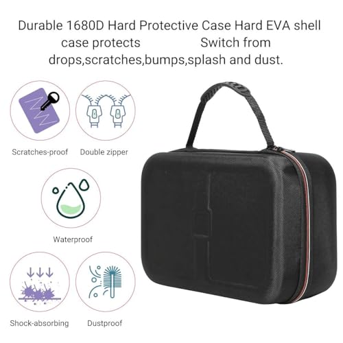 PSS Carrying Case for Nin/tendo Switch, Protective Hard Shell Middle Travel Carry Bag for Nin/tendo Switch Console Pro Controller and Accessories, Rubberized Handle and Shoulder Strap-Black. - Image 4