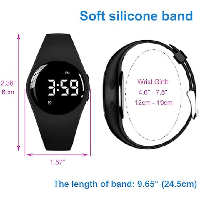 rayihni Waterproof Vibrating Alarm Watch Rechargeable 15 Alarm Reminder Watch Potty Training Watch With Lock Screen (Grey Round) - Image 4