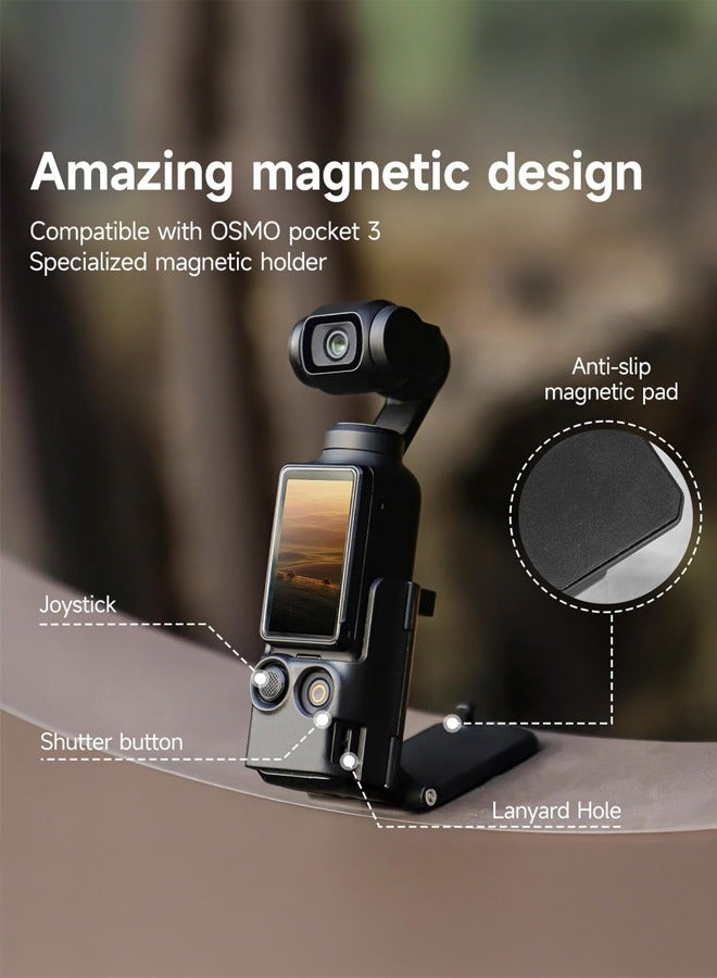 بشكل مختصر طقم حامل تركيب مغناطيسي ممتاز لحامل الجيب DJI Osmo Pocket 3 - حامل قابل للتعديل مع مشبك مشبك وحامل تركيب قابل للتوسيع وحامل تثبيت فائق الأمان مع ميزات محسنة - Image 4