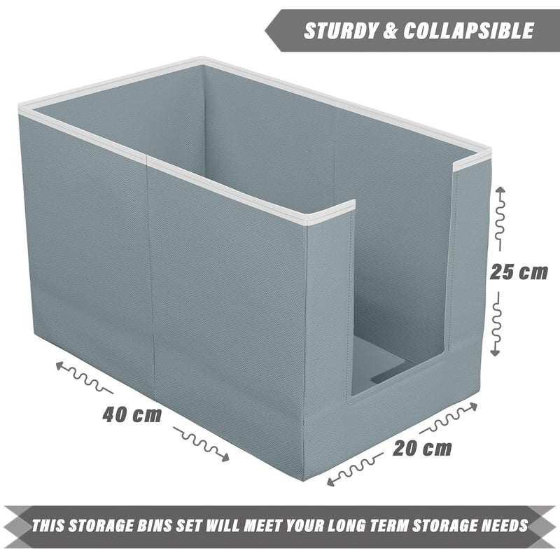 Kuber Industries Shirt Organizer for WardrobeFoldable Non Woven Shirt StackerDesigner Cupboard Organizer for Clothes Clothes Storage boxPack Of 2 Grey - Image 3