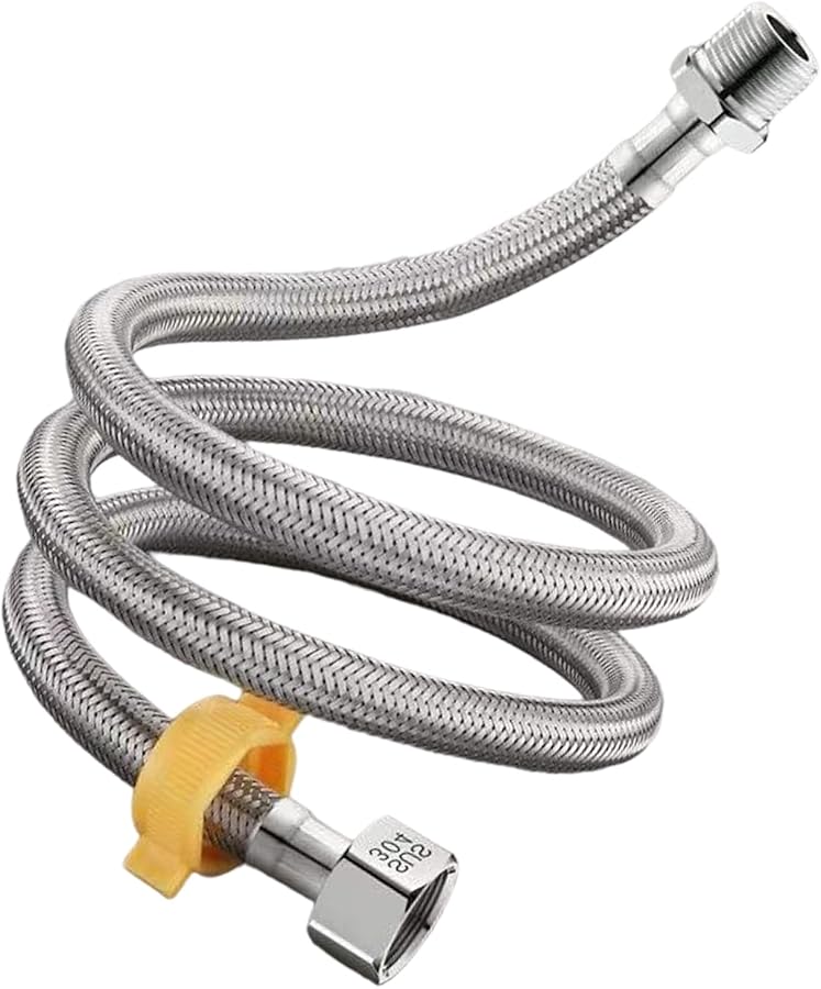 304 Stainless Steel Flexible Water Heater Hose Extended Length 250CM 4 Point Inlet Pipe - Image 2