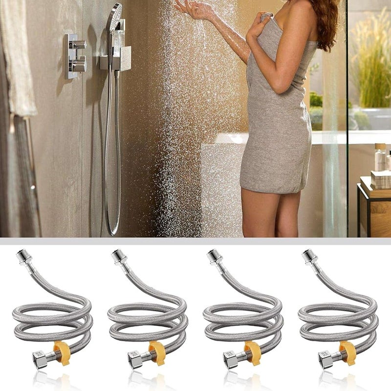 304 Stainless Steel Flexible Water Heater Hose Extended Length 250CM 4 Point Inlet Pipe - Image 3