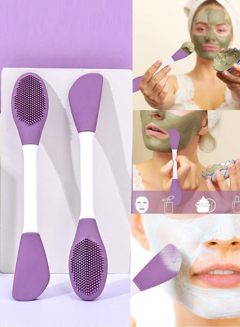 1-Piece Dual-Ended Silicone Face Mask Brush for Cleaning, Massaging, and Applying Various Face Masks, Facial Cleansing, Cream, and Makeup Application Multicolour - Image 2