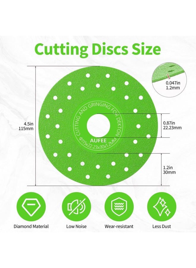 Aufee 4-1/2Inch Tile Cutter Diamond Saw Blades for Angle Grinder, 7/8" Arbor Grinding & Cutting Blade, Flat Abrasive Sheet Dics for Porcelain, Ceramic, Glass, Marble - Image 3
