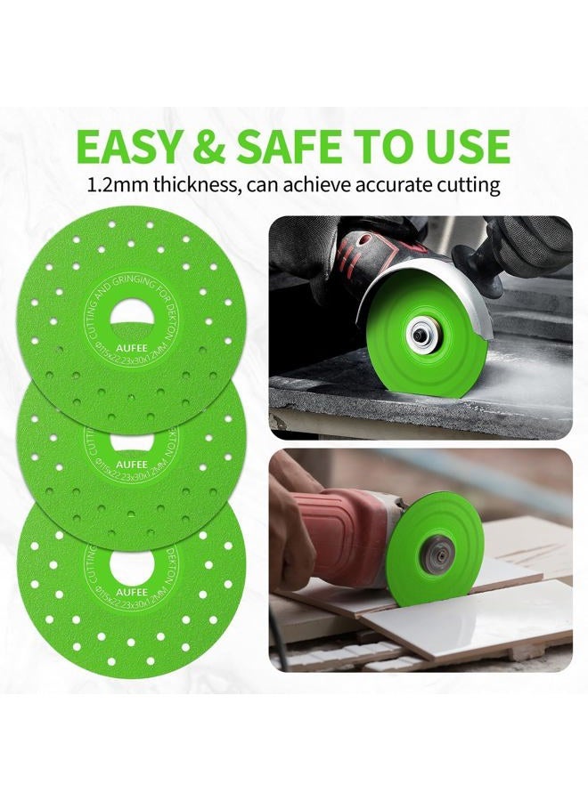 Aufee 4-1/2Inch Tile Cutter Diamond Saw Blades for Angle Grinder, 7/8" Arbor Grinding & Cutting Blade, Flat Abrasive Sheet Dics for Porcelain, Ceramic, Glass, Marble - Image 5