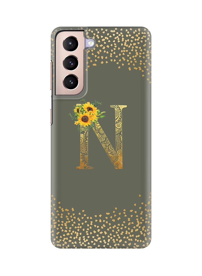 Stylizedd Monogram Slim Cover for Samsung Galaxy S21 Plus 5G Case Custom Initials Letter Floral Pattern Snap Series Mobile Cover Matte Alphabet  - N (Olive Green) - Image 1