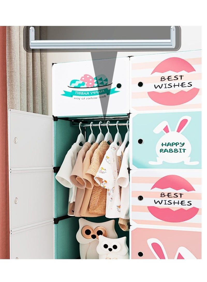 شو وو خزانة ملابس محمولة للأطفال مكونة من 10 مكعبات، قابلة للطي، قابلة للطي، مصنوعة من البلاستيك، خزانة ملابس أطفال كبيرة، خزانة ملابس لغرفة النوم، تركيب سريع (باب مغناطيسي) - Image 3