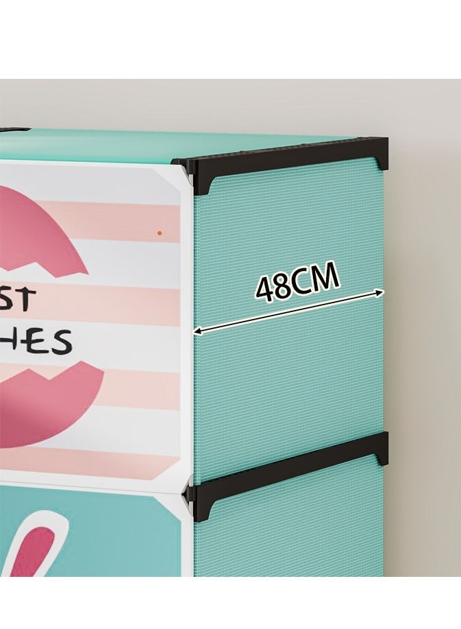 شو وو خزانة ملابس محمولة للأطفال مكونة من 10 مكعبات، قابلة للطي، قابلة للطي، مصنوعة من البلاستيك، خزانة ملابس أطفال كبيرة، خزانة ملابس لغرفة النوم، تركيب سريع (باب مغناطيسي) - Image 4