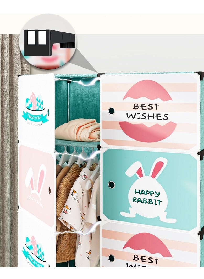 شو وو خزانة ملابس محمولة للأطفال مكونة من 10 مكعبات، قابلة للطي، قابلة للطي، مصنوعة من البلاستيك، خزانة ملابس أطفال كبيرة، خزانة ملابس لغرفة النوم، تركيب سريع (باب مغناطيسي) - Image 5