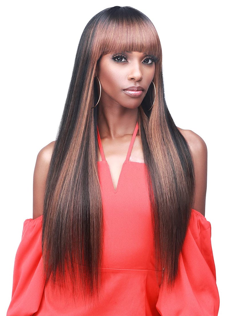 BOBBI BOSS BOBBI BOSS Long Straight Bang Wig  M405 JUNIPER Special Color Wigs with High Heat Resistant Wigs 1B Natural Black 