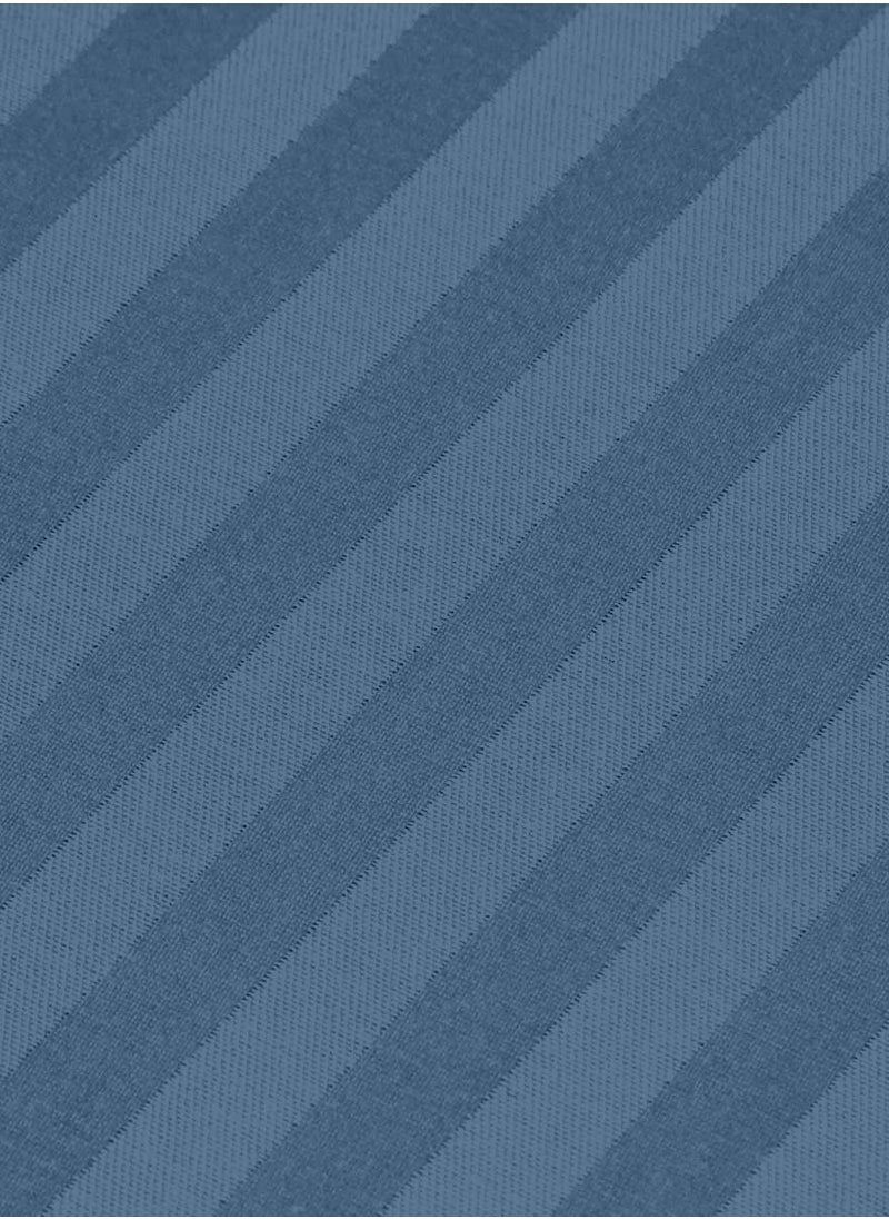 LINENWALAS - 100% Cotton Linen Striped Bedsheet - Super King Sized with Pillow Cover - Bahamas Blue - Image 1