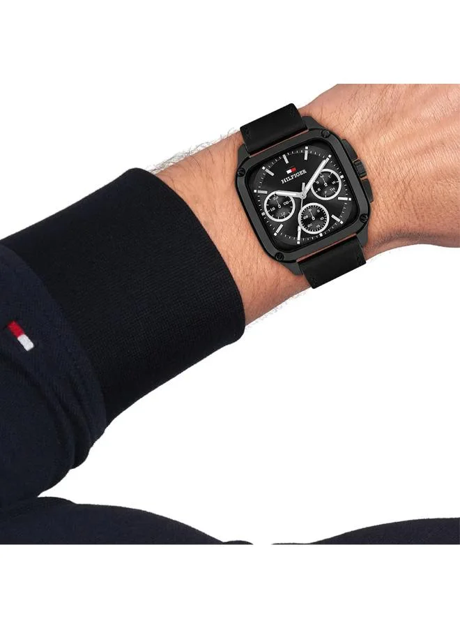 Tommy Hilfiger  Mens Analog Multifunction Quartz Watch With Black Leather Strap - 1792220 for Men | Best Price UAE