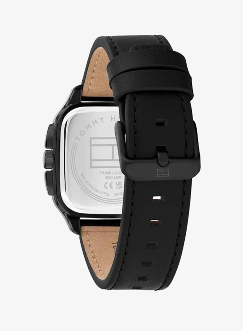 Tommy Hilfiger  Mens Analog Multifunction Quartz Watch With Black Leather Strap - 1792220 for Men | Best Price UAE