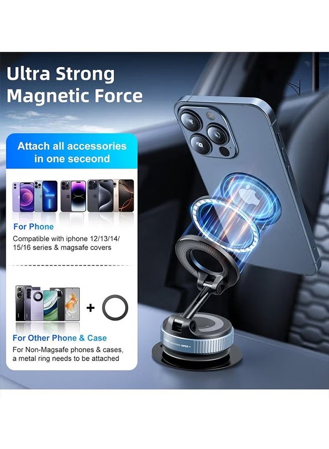 Happy D Vacuum Magnet Phone Stand, 360° Vacuum Magnetic Suction Car Phone Holder for Magsafe, Hands-Free Suction Cup Phone Mount for Windshield/Gym/Smooth Surface - Image 5