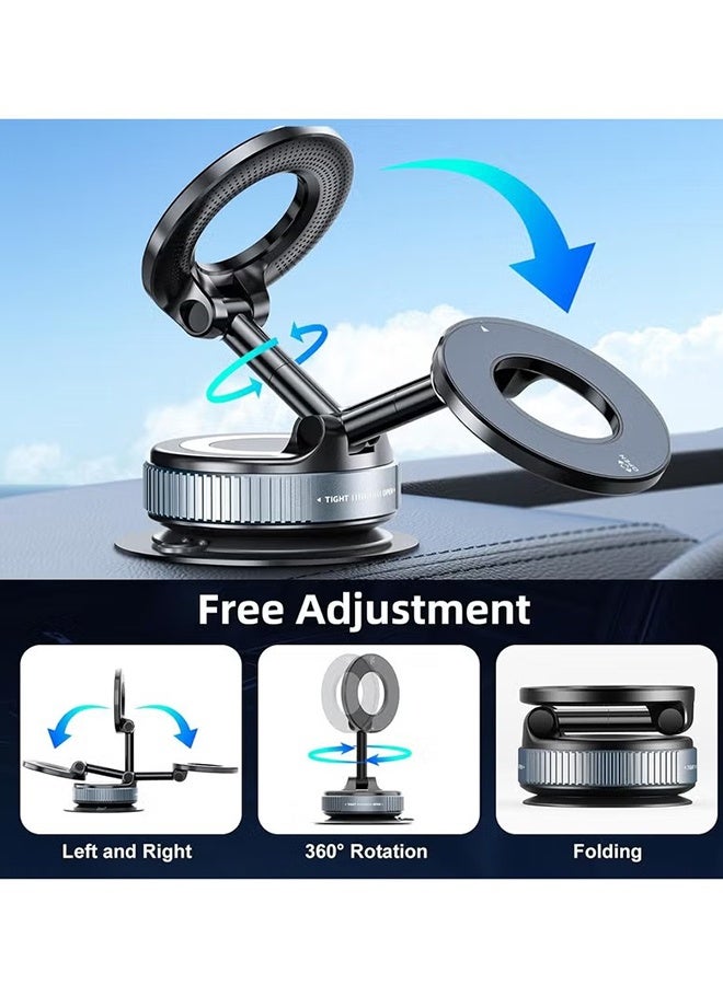 Happy D Vacuum Magnet Phone Stand, 360° Vacuum Magnetic Suction Car Phone Holder for Magsafe, Hands-Free Suction Cup Phone Mount for Windshield/Gym/Smooth Surface - Image 3