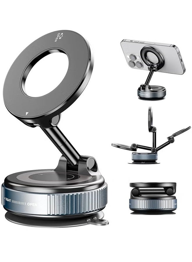 Happy D Vacuum Magnet Phone Stand, 360° Vacuum Magnetic Suction Car Phone Holder for Magsafe, Hands-Free Suction Cup Phone Mount for Windshield/Gym/Smooth Surface - Image 1