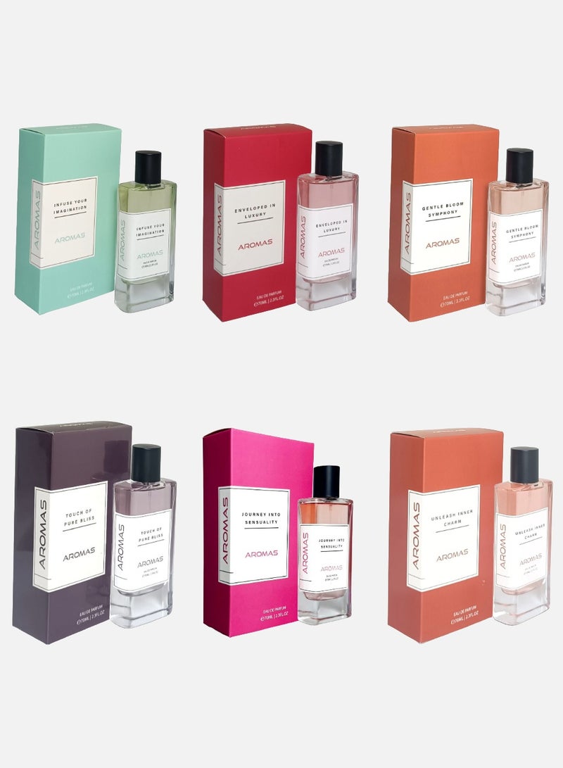 Grace Perfumes Aromas Luxury Eau de Parfum Gift Set, 6 Piece Combo Pack, 70ml Each - Image 1