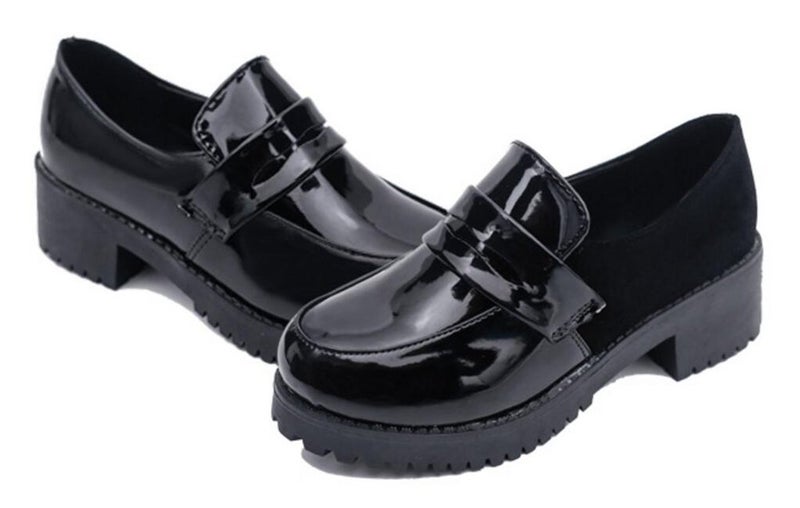 ACE SHOCK Women's Low Top Japanese Students Maid Uniform Dress Shoes (7.5) Black - Image 1