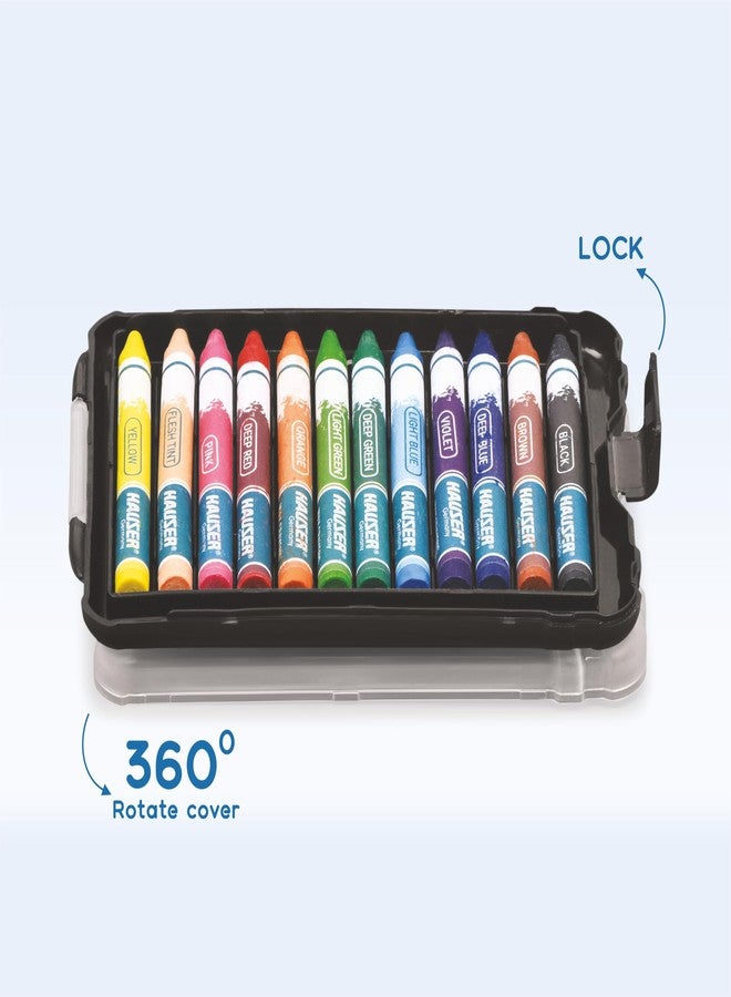 HAUSER ARTZ WAX CRAYONS - 12 COLORS | Non Toxic Crayons | Extra Long Wax Crayons, Pack Of 7 Shades (84 pcs) - Image 5