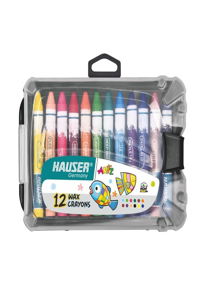 HAUSER ARTZ WAX CRAYONS - 12 COLORS | Non Toxic Crayons | Extra Long Wax Crayons, Pack Of 7 Shades (84 pcs) - Image 1