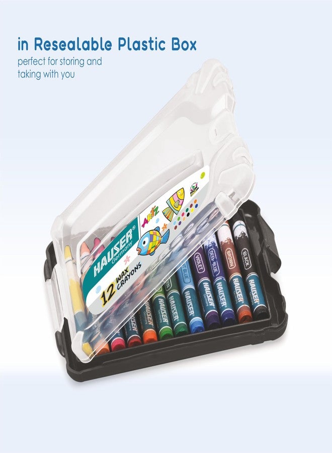 HAUSER ARTZ WAX CRAYONS - 12 COLORS | Non Toxic Crayons | Extra Long Wax Crayons, Pack Of 7 Shades (84 pcs) - Image 4