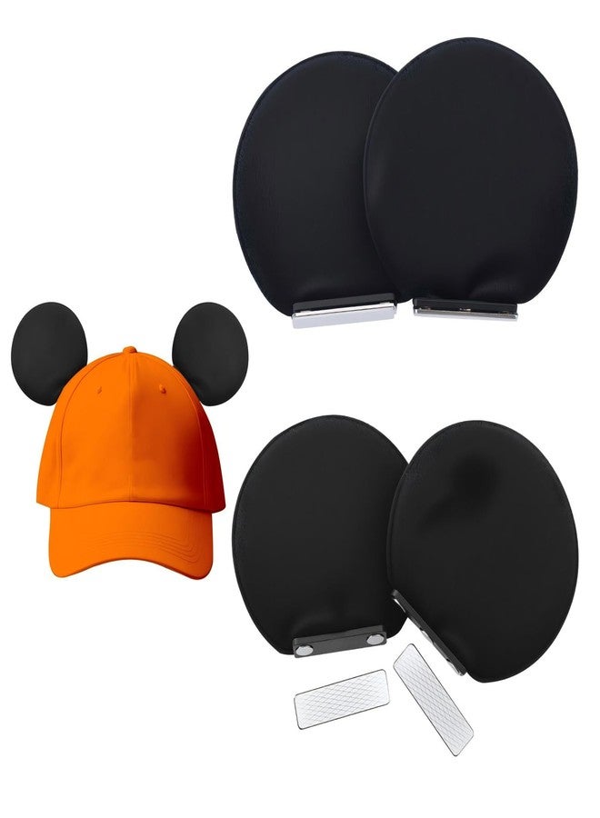 ZIYIZE 4 Pcs Magnetic Mouse Ears for Hats, Removable Magnet Minni Ear for Cap, Interchangeable Mouse Ears for Baseball Hat, Clip-On Hat Accessory, Adults and Kids, for Theme Parks Halloween Christmas Black - Image 1