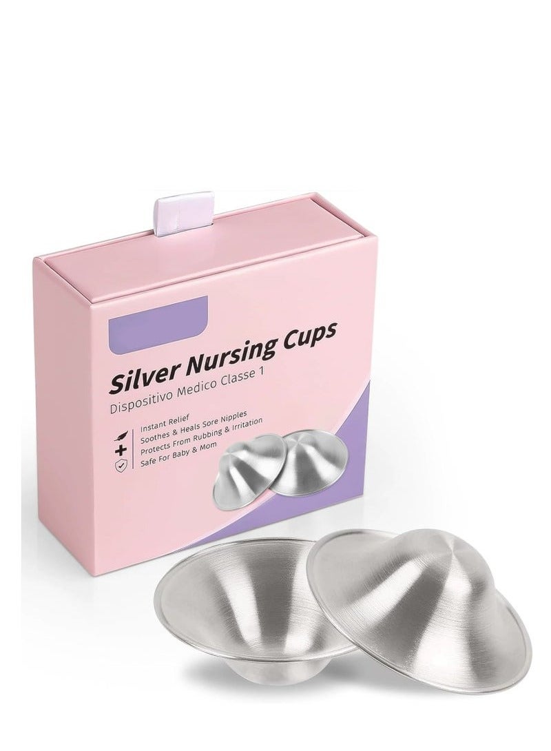 Aijmil 925 Silver Nursing Cups Original Perforated Breathable Design, 920 Silver Nipple Cover for Breastfeeding Essential, Silver Nipple Shield for Nursing Newborn, Metal Nipple Shields, Regular Size - Image 1