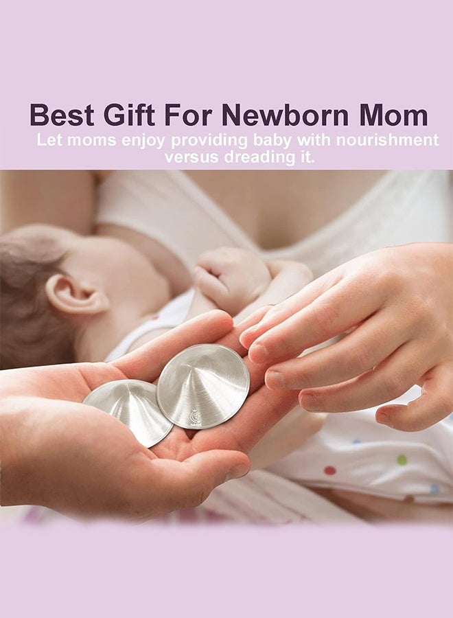 Aijmil 925 Silver Nursing Cups Original Perforated Breathable Design, 920 Silver Nipple Cover for Breastfeeding Essential, Silver Nipple Shield for Nursing Newborn, Metal Nipple Shields, Regular Size - Image 3