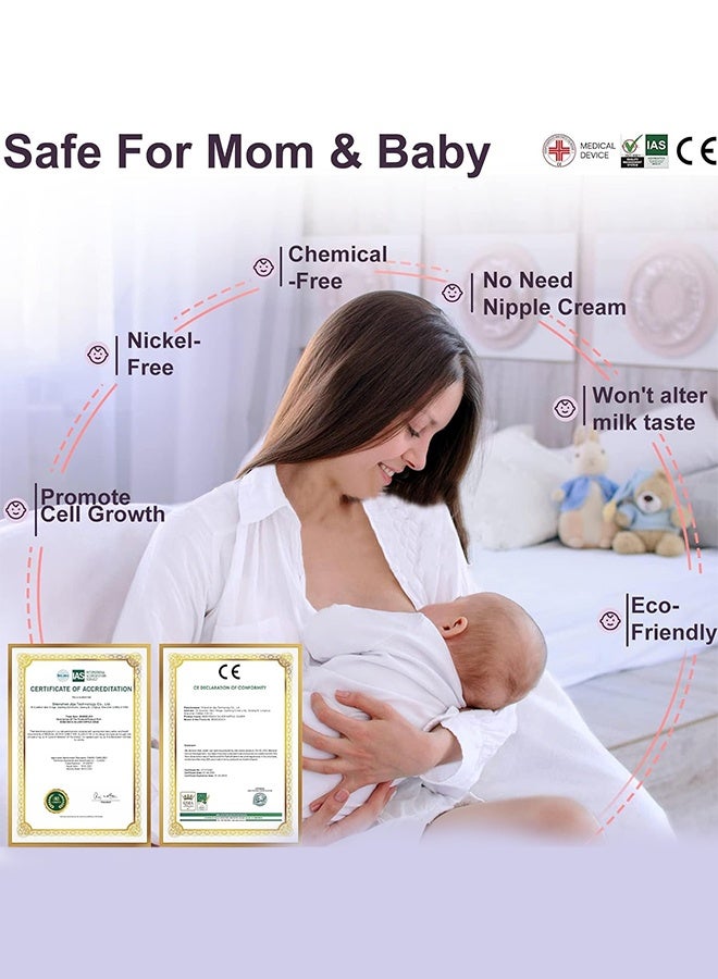 Aijmil 925 Silver Nursing Cups Original Perforated Breathable Design, 920 Silver Nipple Cover for Breastfeeding Essential, Silver Nipple Shield for Nursing Newborn, Metal Nipple Shields, Regular Size - Image 2