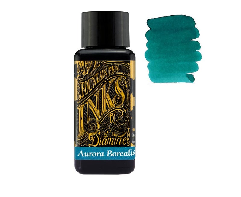 Diamine دايمين - 30 مل حبر قلم حبر - عجلة الألوان - 6 زجاجات - بلوط الخريف، سيراه، ماكاسار، إيرل غراي، أورا بوراليس، تو twilight - Image 4
