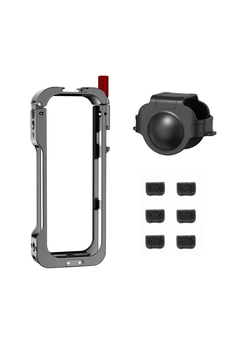 Metal Cage for Insta360 X5 Tailored Fit Action Camera Rabbit Cage with Cold Shoe, 1/4 Screw Mounts & Base Interface Metal Frame Bracket for Insta 360 X5 Accessories  - Image 1