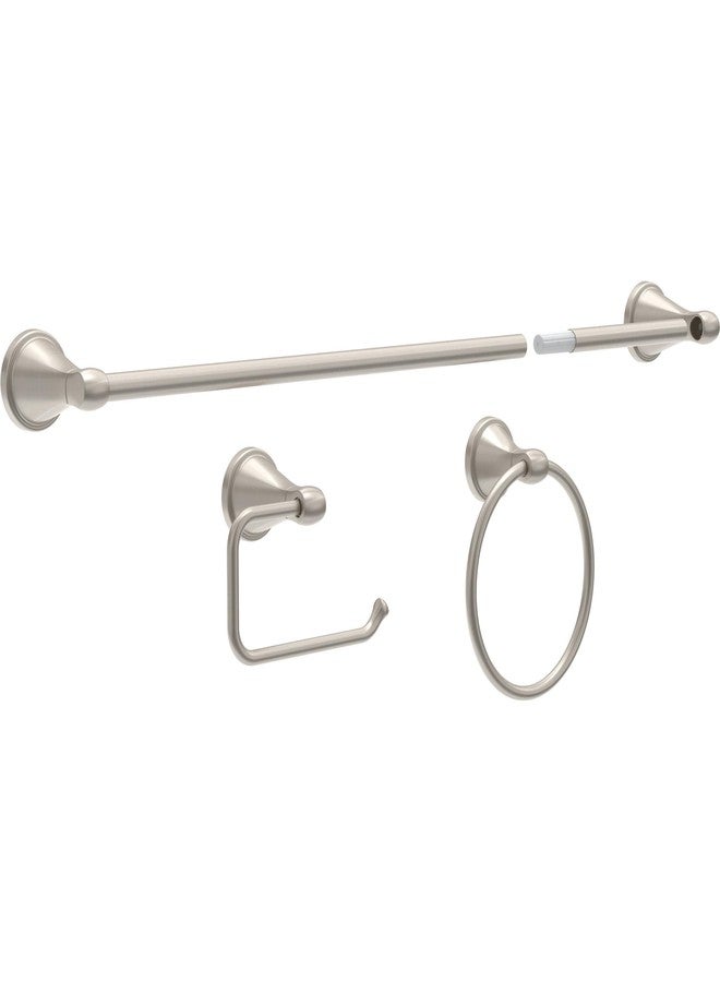 Delta Faucet Becker 3-Piece Bathroom Set, SpotShield Brushed Nickel, 18"/24" Towel Rack, Toilet Paper Holder, Ring BCK63-DN - Image 1