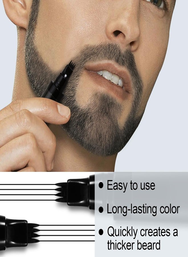 GEUUFEA Beard Pen Filler Styling Kit for Men, 4-tip Beard Filler Pencil (Black, Soft Cotton Tip, Long Lasting Waterproof, Beard Stick Beard Shadow, Beard Shaping Tool for Hairline and Beard Fillers - Image 4