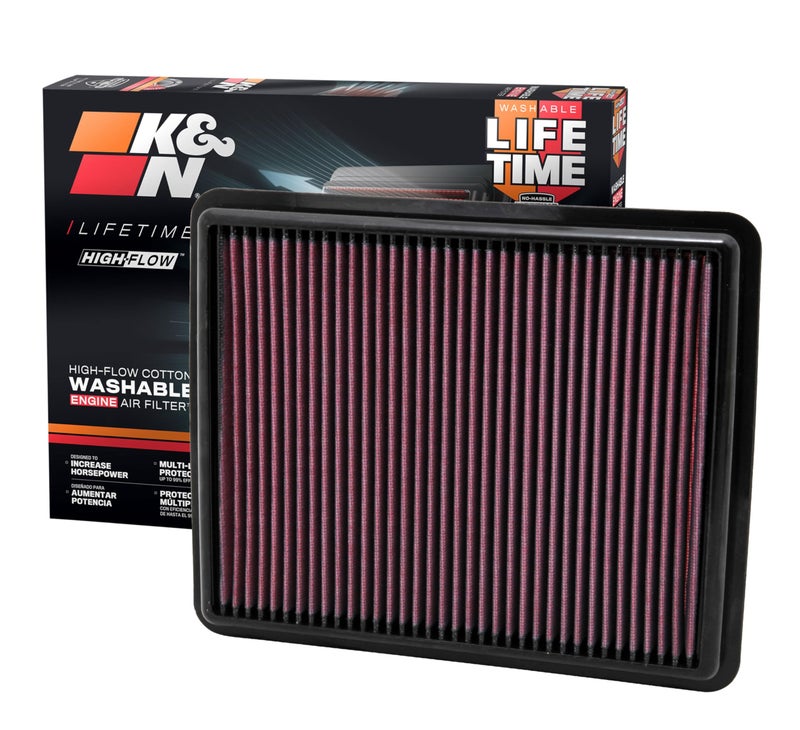 K+N K&N High-Flow Original Lifetime Engine Air Filter: Increase Power: Premium, Washable: Compatible with 2009-2017 Hyundia/KIA: (See Product Description for Select Models), 33-2448 - Image 1