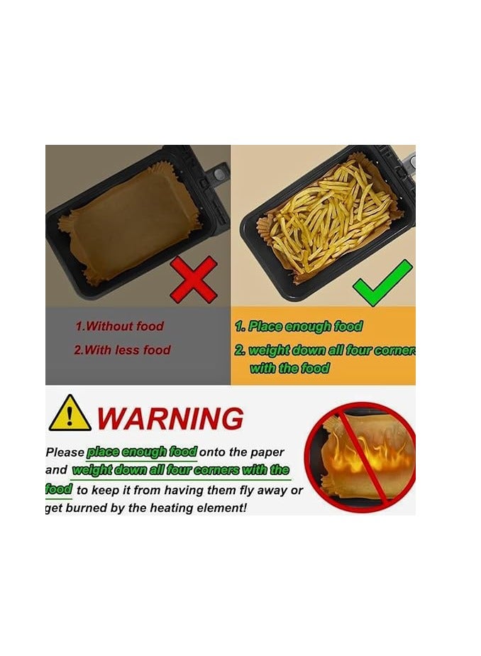 100 قطعة من بطانات المقلاة الهوائية مستطيلة ،  للاستعمال مرة واحدة،  طاردة للماء والزيوت - Image 4