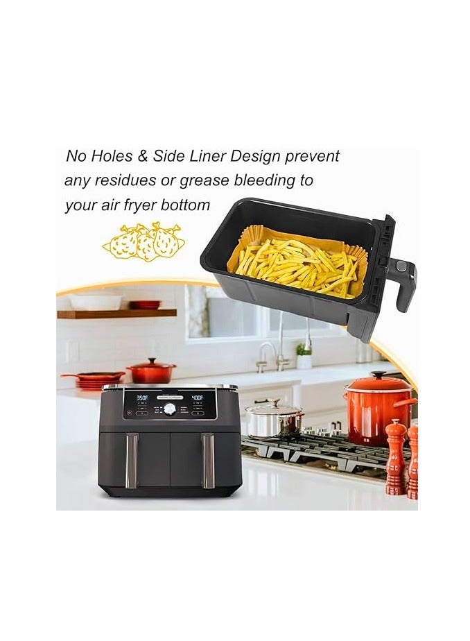 100 قطعة من بطانات المقلاة الهوائية مستطيلة ،  للاستعمال مرة واحدة،  طاردة للماء والزيوت - Image 5