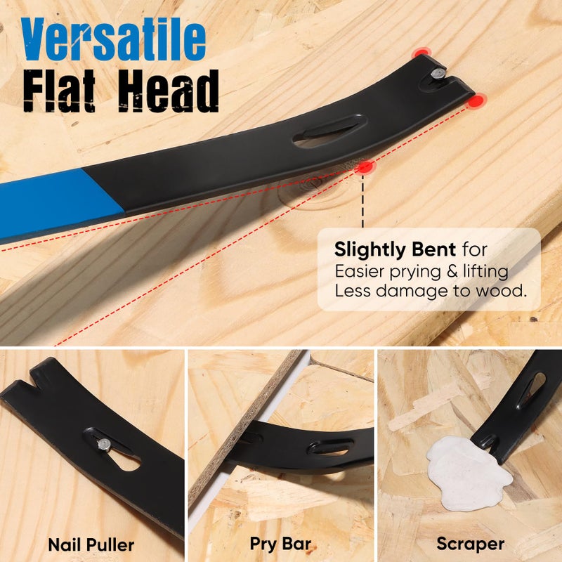 SHALL 4-Piece Flat Pry Bar Set -15" 10" 7.5" 5.5"- Heavy Duty & Mini Nail Puller Crowbar, Utility Claw Bar, Wonder Bar, High-Carbon Steel Flat Bar Tool for Home Remolding & Woodworking - Image 5