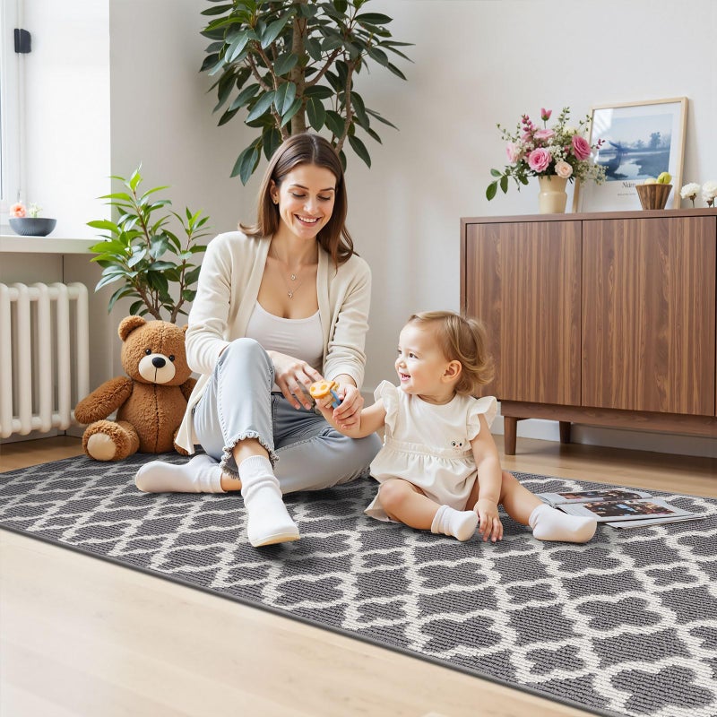U'Artlines Runner Rug for Hallway 2Ã—6feet Non Slip Kitchen Floor Carpet Runners Grey Geometric Pattern Machine Washable Area Rug for Entryway Bathroom - Image 5