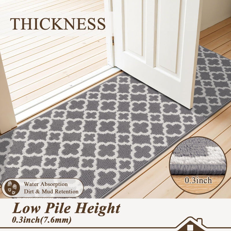 U'Artlines Runner Rug for Hallway 2Ã—6feet Non Slip Kitchen Floor Carpet Runners Grey Geometric Pattern Machine Washable Area Rug for Entryway Bathroom - Image 4