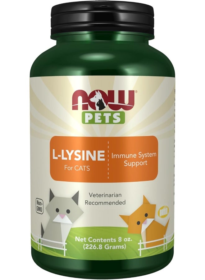NOW لصحة الحيوانات الأليفة، مكمل L-لايسين، مسحوق، مصمم للقطط، معتمد من NASC، 8 أونصات - Image 1