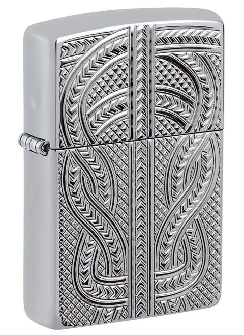 Ae400714 167 Greek Pattern Armor High Polish Chrome Windproof Lighter