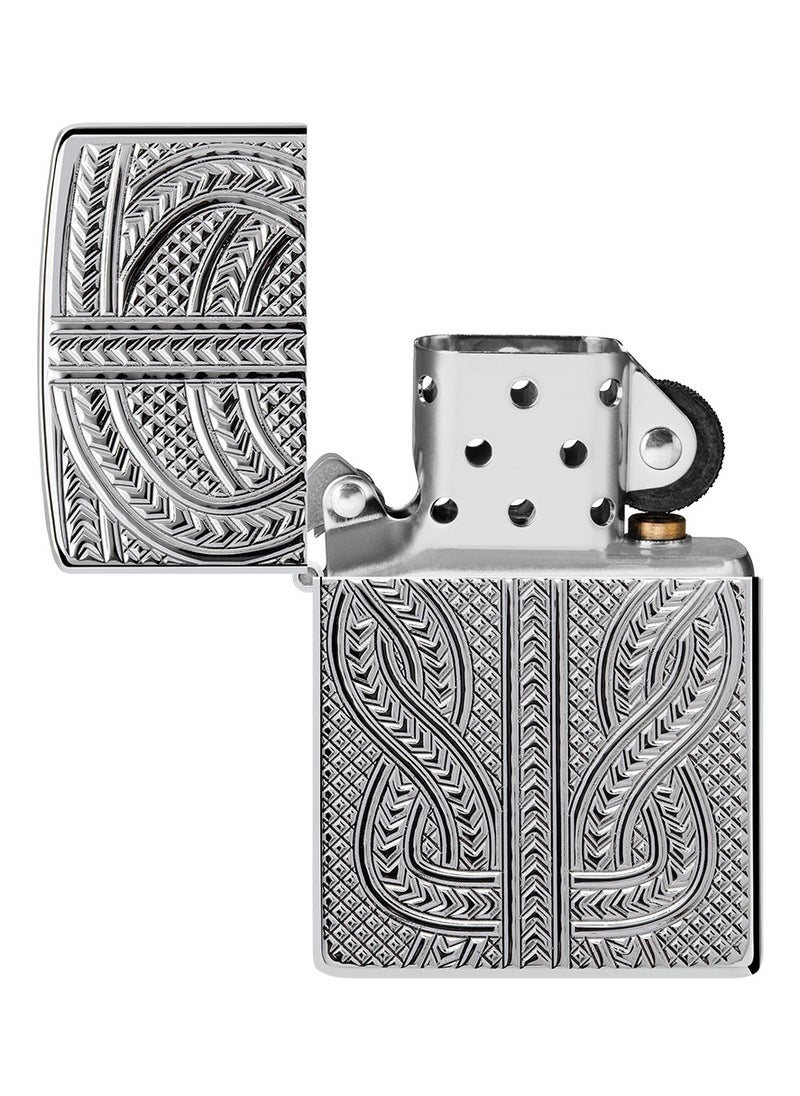 Ae400714 167 Greek Pattern Armor High Polish Chrome Windproof Lighter