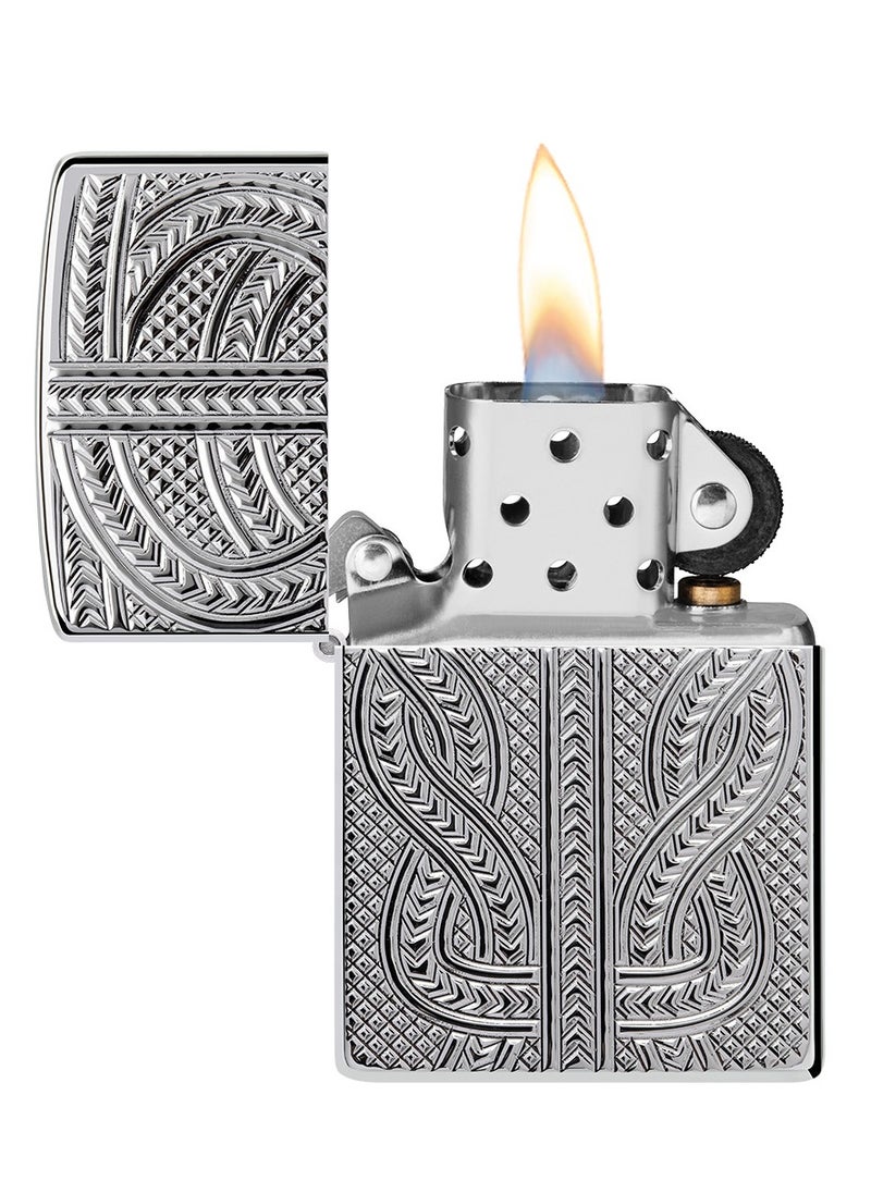 Ae400714 167 Greek Pattern Armor High Polish Chrome Windproof Lighter